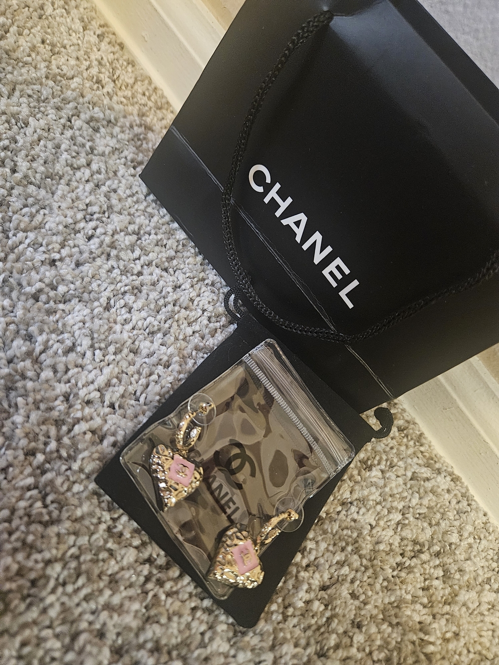 Pink & Gold Heart Dangle Earrings